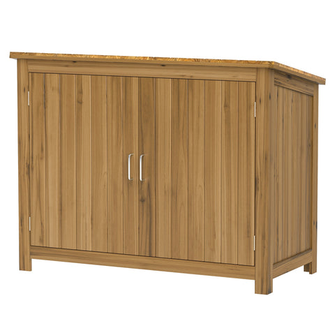 Rootz Wooden Garden Cabinet - Storage Chest - Tool Organizer - Weatherproof Design - 110cm x 50cm x 85cm