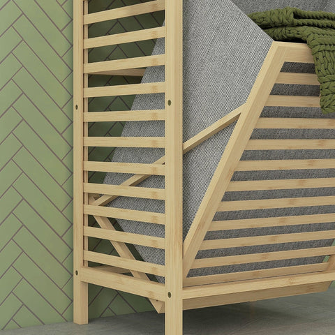 Rootz Bamboo Bathroom Cabinet - Slim Storage Unit - Tilting Laundry Hamper - Natural Finish - 44cm x 33cm x 160cm