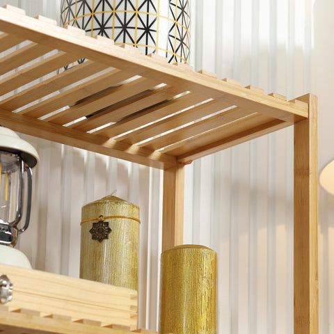 Rootz Bamboo Shelf - Bookshelf - Storage Unit - Maximizes Space - 60cm x 26cm x 130cm - Brown