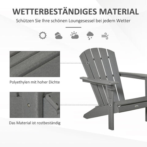Rootz Garden Chair - Adirondack Chair - Outdoor Armchair - Ergonomic Design - Weatherproof HDPE - 75cm x 87cm x 90cm