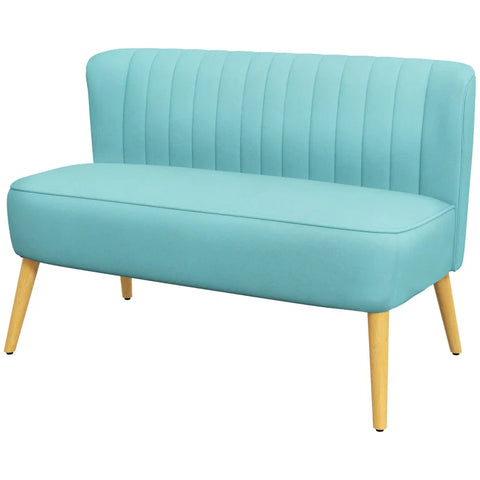 Rootz Sofa - Retro Design - 2 Seater Sofa - Wooden Legs - Wood - Fabric - Velvety Polyester - Green - 117cm x 56.5cm x 77cm