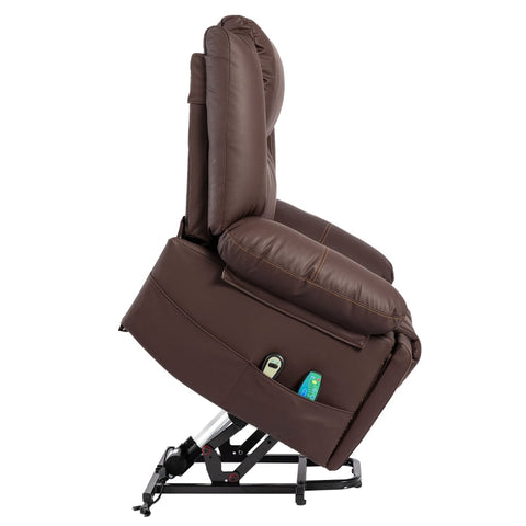 Rootz Power Massage Chair - Recliner - Heated Armchair - 8-Point Massage - Brown PU Leather - 85L x 75W x 103H cm