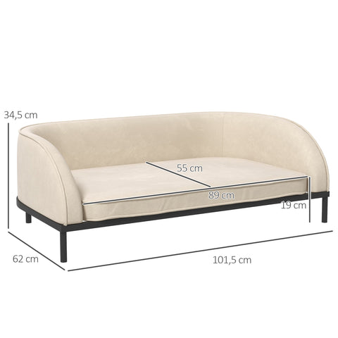Rootz Dogofa - Pet Sofa - Dog Couch - Removable Cover - Steel Legs - 101.5cm x 62cm x 34.5cm - Ideal Comfort and Style for Dogs