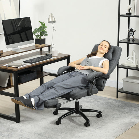 Rootz Massage Office Chair - Ergonomic Chair - Swivel Chair - Vibration Massage - Grey - 64cm x 74cm x 109-117cm