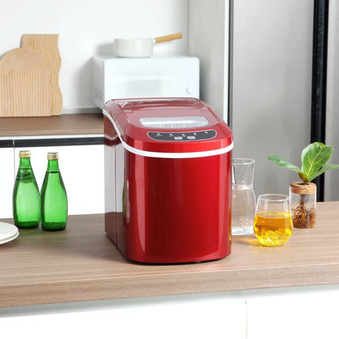 Rootz Ice Cube Machine - Ice Maker - Ice Ball Maker - 12kg/Day - Self-Cleaning - Quiet Operation - 34L x 24.2W x 32.8H cm - Red