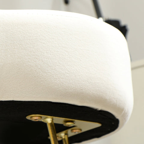 Rootz Upholstered Cloverleaf Shape Stool - Footstool, Ottoman - Velvet Comfort - Steel Legs - 41x41x40cm - White