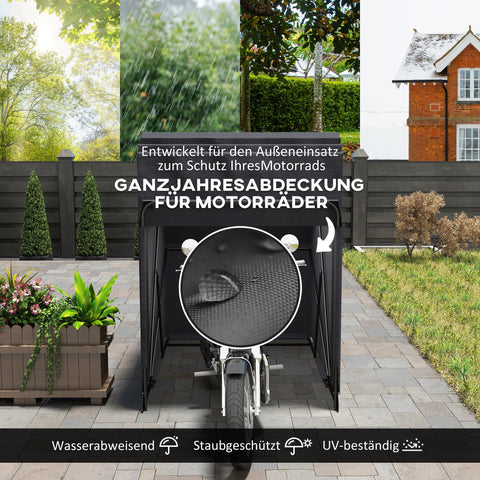 Rootz Motorcycle Cover Tarpaulin - Waterproof Cover - Outdoor Shelter - UV Resistant - 345cm x 135cm x 191cm