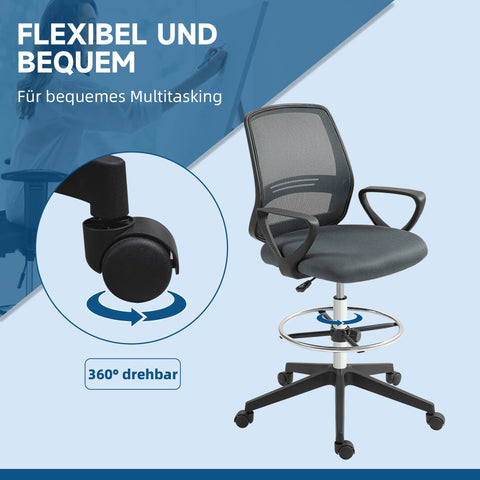 Rootz Ergonomic Office Chair - Desk Chair - Task Chair - Adjustable for Comfort - 66cm x 100-120cm, Grey