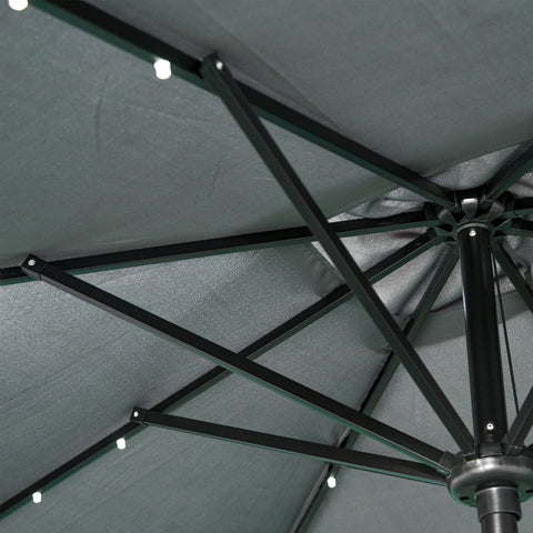 Rootz Garden Parasol - Sun Umbrella - Patio Canopy - LED Solar Lighting - High-Density Polyester - 268cm x 205cm x 248cm
