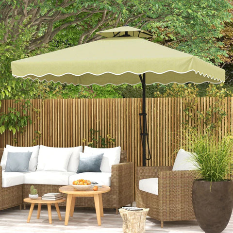 Rootz Parasols Umbrella - Cantilever Umbrella - Decorative Edge - Ventilation Canopy - Offset Design - Umbrella Roof - Metal-polyester - Beige - 2.4x2.4x2.6m
