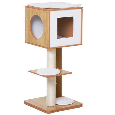 Rootz Scratching Post Cat Tree - Cat Furniture - Sisal Posts - Multiple Platforms - Soft Cushions - 50cm x 40cm x 91cm - MDF Board