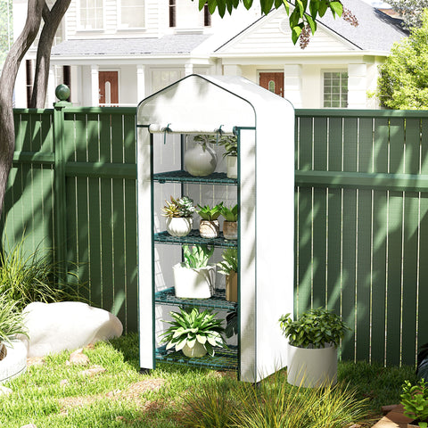 Rootz Foil Greenhouse - Mini-Greenhouse - Plant House - Early Bed - 4 Shelves - Weatherproof Stability - 69 x 50 x 165 cm