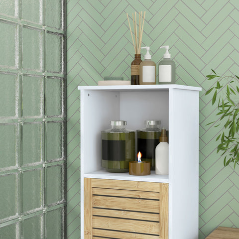 Rootz Bathroom Cabinet - White Storage Unit - Organizer - Ventilated Design - 35 x 30 x 120 cm
