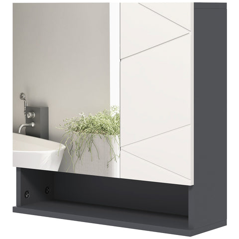 Rootz Bathroom Cabinet - Mirror Door - Adjustable Shelves - Resilient Up to 15 kg - 55cm x 17cm x 55cm - White