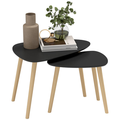 Rootz 2 Piece Set - Scandinavian Coffee Tables - Wooden Cocktail Tables - Elegant Design - 59.5 x 39.5 x 45 cm (Large) 44.5 x 28.5 x 40 cm (Small)
