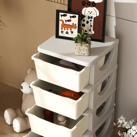 Rootz Kids Storage Boxes - Child-Friendly Drawers - Creamy White - Toy Organizer - 37cm x 37cm x 76cm