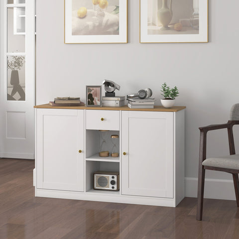 Rootz Kitchen Chest of Drawers - Sideboard Storage Unit - White Cabinet - Ample Storage - 120cm x 35cm x 75.2cm
