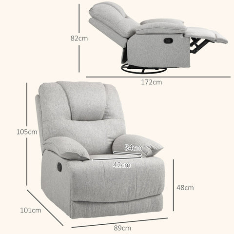 Rootz Recliner Chair - Lounge Chair - TV Chair - Pocket Spring Padding - 89cm x 101cm x 105cm