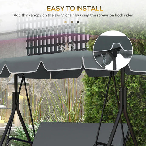 Rootz Hollywood Swings - Replacement Roof - Garden Swing - Swing Canopy - UV50+ Protection - Protection Rain - 200g/m² Polyester - Dark Gray - 192W x 144D cm