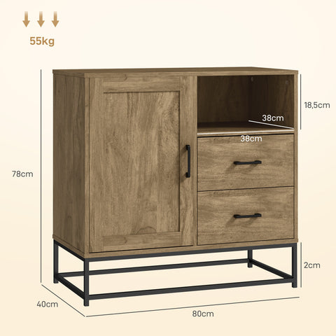 Rootz Buffet Storage Unit - Sideboard - Cabinet - 2 Drawer Organizer - Adjustable Shelf - 80x40x78cm