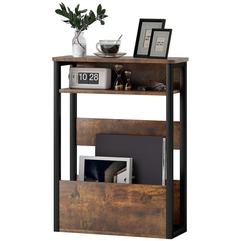 Rootz Side Table Bedside Table - Rustic Brown Table - Industrial Style Table - Adjustable Feet - 46cm x 18cm x 58.5cm