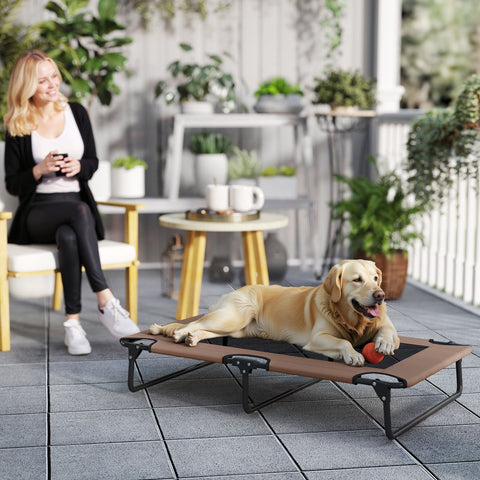 Rootz Portable Raised Dog Bed - Elevated Pet Bed - Moisture-Repellent Lounger - Breathable Mesh - 107cm x 61cm x 20cm