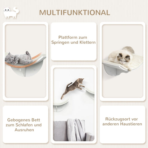 Rootz Cat Shelf - Wall-Mountable Cat Lounger - Cat Climbing Wall - Feline Furniture - Chipboard - Fleece Cover - 41cm x 28cm x 21cm