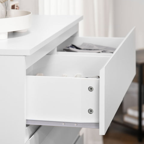 Rootz Chest of Drawers - 6 Drawer Storage - Minimalist Cabinet - Modern Style - 80cm x 39cm x 115cm - White
