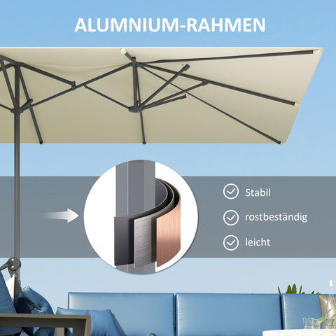 Rootz Double-Sided Umbrella - Parasol - Sunshade - UPF50+ Protection - 451cm x 264cm - Aluminum Mast