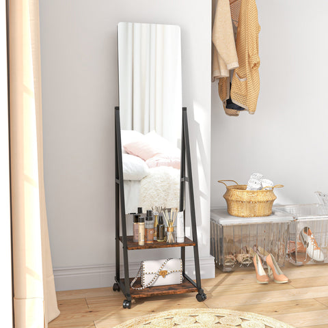 Rootz Standing Mirror - Full-Length Mirror - Floor Mirror - Adjustable Angles - 42cm x 37cm x 155cm
