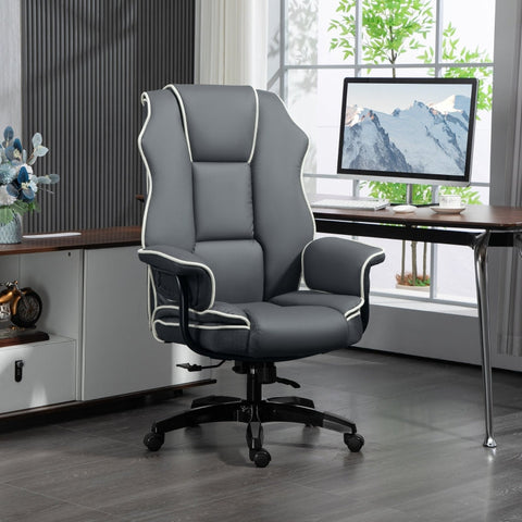 Rootz Ergonomic Office Chair - Computer Chair - Desk Chair - Faux Leather - Adjustable Height - 76cm x 80cm x 118-124cm