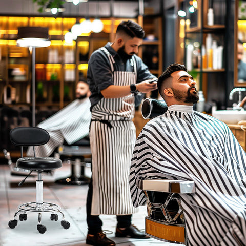 Rootz Roll Stool - Adjustable Rotatable Stool - Salon Chair - All-day Comfort - Black - 32b x 40t x 70-86h cm