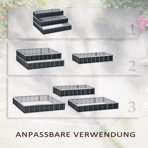 Rootz Steel verhoogd bed - 3-laags tuinbed - Kruidenbed - Bloementrap - Voldoende plantruimte - Veelzijdig ontwerp - Duurzame constructie - 118 cm x 118 cm x 62 cm