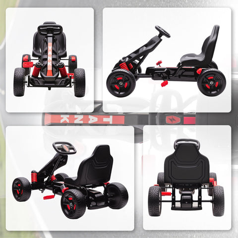 Rootz Red Gokart with Pedals - Tread Car - Children's Ride-On - Anti-Slip Wheels - Metal Frame - 59cm x 90cm x 60.5cm