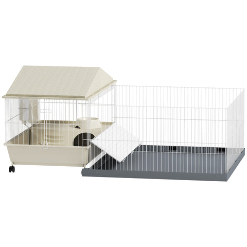 Rootz Guinea Pig Cage - Small Animal Enclosure - Habitat with Removable Ramp - Easy Cleaning - 108cm x 71cm x 57cm