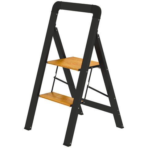 Rootz 2-Step Ladder - Step Stool - Folding Steps - Non-Slip Platform - Metal - 48L x 44.3H cm