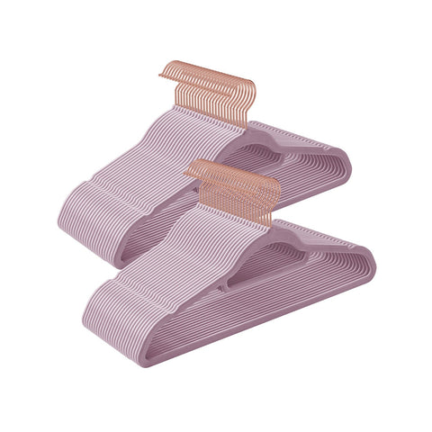 Rootz Velvet Clothes Hangers - Non-Slip Hanger Set - Clothes Organizer - 5kg Capacity - 43.5cm x 0.6cm x 22.5cm - Purple