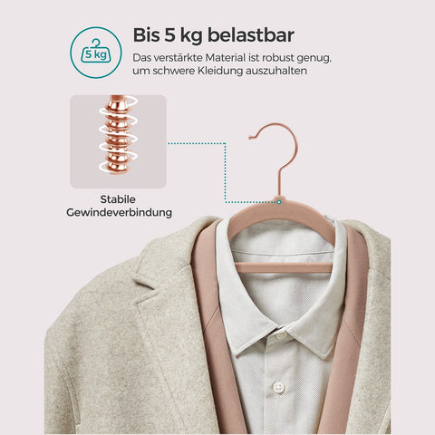 Rootz Velvet Hangers Set - Clothes Hangers - Space Saving - Max Load 5kg - Brown - 43.5 x 0.6 x 22.5 cm