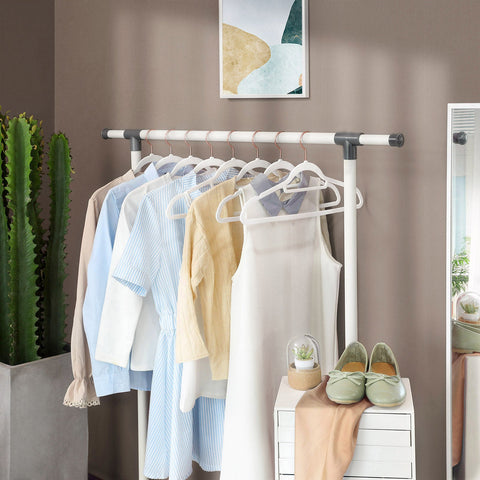 Rootz White Velvet Hangers Set - Clothes Hangers - Non-Slip Wardrobe Hooks - Durable & Space-Saving - 43.5cm x 0.6cm x 22.5cm