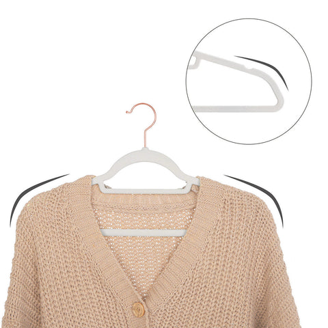 Rootz White Velvet Hangers Set - Clothes Hangers - Non-Slip Wardrobe Hooks - Durable & Space-Saving - 43.5cm x 0.6cm x 22.5cm