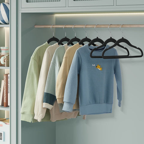 Rootz 50 Pack Children's Clothes Hangers - Kids Hangers - Velvet Hangers - ABS Plastic - Lightweight - Space Saving - 30cm x 20.5cm - 2.4kg - 3kg Capacity