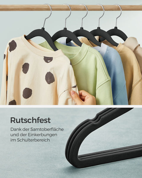 Rootz 50 Pack Children's Clothes Hangers - Kids Hangers - Velvet Hangers - ABS Plastic - Lightweight - Space Saving - 30cm x 20.5cm - 2.4kg - 3kg Capacity