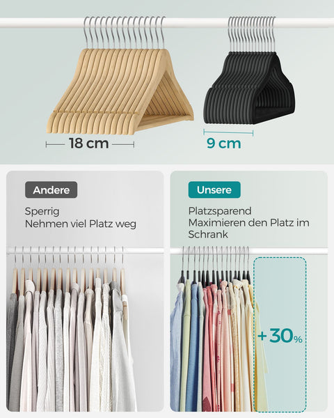 Rootz 50 Pack Children's Clothes Hangers - Kids Hangers - Velvet Hangers - ABS Plastic - Lightweight - Space Saving - 30cm x 20.5cm - 2.4kg - 3kg Capacity