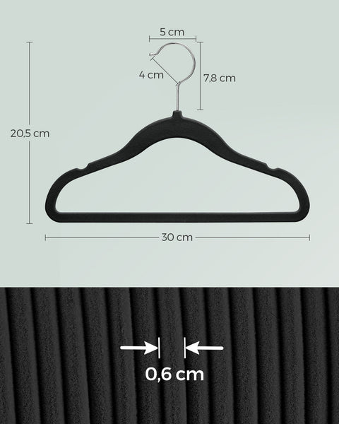 Rootz 50 Pack Children's Clothes Hangers - Kids Hangers - Velvet Hangers - ABS Plastic - Lightweight - Space Saving - 30cm x 20.5cm - 2.4kg - 3kg Capacity