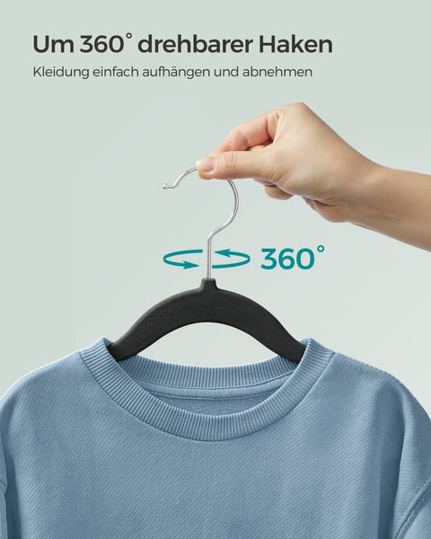 Rootz 50 Pack Children's Clothes Hangers - Kids Hangers - Velvet Hangers - ABS Plastic - Lightweight - Space Saving - 30cm x 20.5cm - 2.4kg - 3kg Capacity