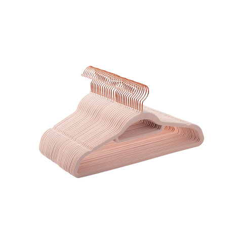 Rootz Velvet Cladding Hangers - Non-Slip Hangers - Pink - Space-Saving - 45 x 0.6 x 23.5 cm per Bracket