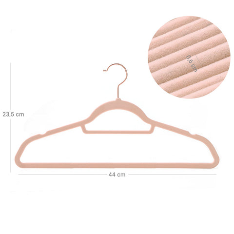 Rootz Velvet Cladding Hangers - Non-Slip Hangers - Pink - Space-Saving - 45 x 0.6 x 23.5 cm per Bracket