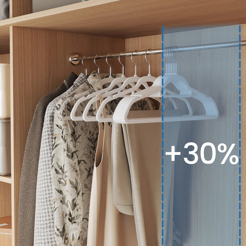 Rootz Clothes Hangers Set - Velvet Hangers - Space-Saving Hangers - Double Closet Capacity - 45cm x 0.6cm x 23.5cm