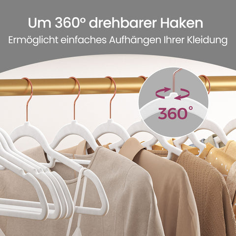 Rootz Velvet Hangers Set - Clothes Hanging Hooks - Wardrobe Organizers - Double Closet Space - 45cm x 0.6cm x 23.5cm