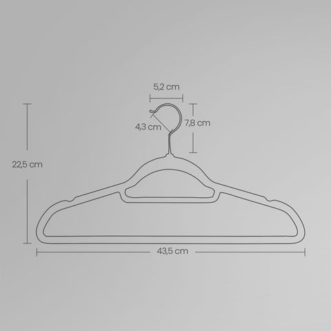 Rootz Velvet Hangers Set - Clothes Hanging Hooks - Wardrobe Organizers - Double Closet Space - 45cm x 0.6cm x 23.5cm